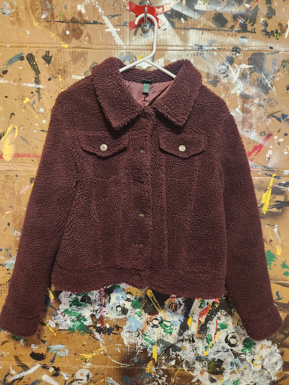 Wild Fable Wine Teddy Sherpa Jacket